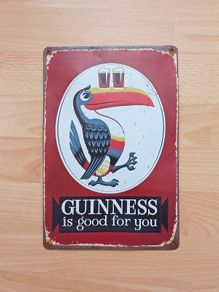Guinness reproduction metal sign featuring the iconic toucan mascot  size 20x30cm