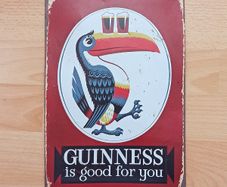 Guinness reproduction metal sign featuring the iconic toucan mascot  size 20x30cm