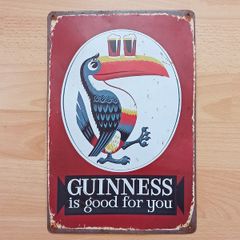 Guinness reproduction metal sign featuring the iconic toucan mascot  size 20x30cm