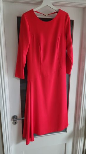 Kate Cooper coral asymmetrical dress Sz 10UK