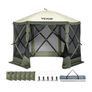 Pop Up Gazebo Tent, Pop-Up Screen Tent 6 Sided Canopy Sun Shelter with 6 Removable Privacy Wind Cloths & Mesh Windows, 10x10FT Quick Set Screen Tent with Mosquito Netting, Army Green Image 9