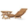 Folding Sun Lounger with Table Solid Teak Wood Image 2