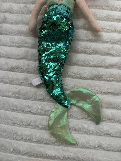 TY Sparkle Disney Ariel the Little Mermaid aprox. 40 cm.  Plush Princess Beanie Sequins Used Damaged Please see photos
