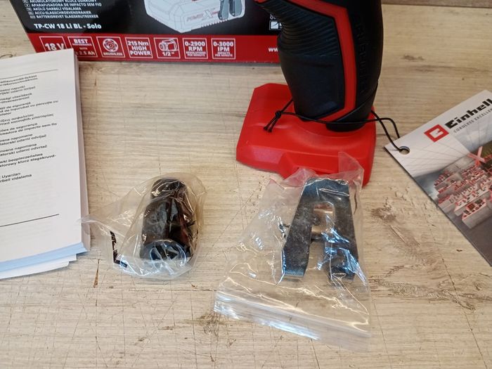Einhell Professional Cordless Impact Wrench TP-CW 18 Li BL Solo Power X-Change (18 V, 215 Nm, Brushless, External Square Socket, Bit Adapter, LED Light, Battery Not Included)