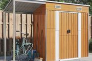 Garden Shed with Extended Roof Light Brown 277x107x181cm Steel