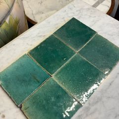 Handmade green glazed ceramic tiles 60euro per box