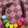 Modern necklace with colourfull cubes Image 2