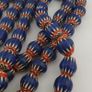 Antique Venetian Style Blue Chevron Glass Beads Necklace Strand Image 6