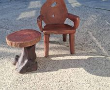 Teak Tree Root Table And Matching Chair