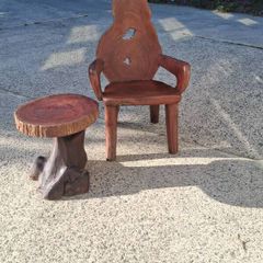 Teak Tree Root Table And Matching Chair