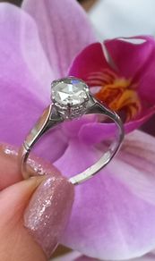 Antique Diamond 18ct White Gold Solitaire Ring