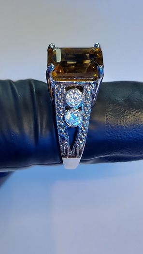 Natural Honey Quartz 3 ct  Ring 925 Silver