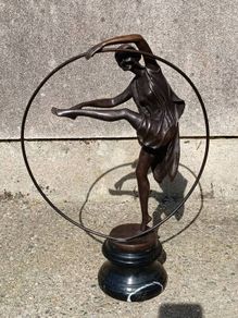 18" Agathon Leonard Art Nouveau Bronze Dancer