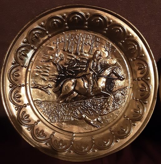 Two vintage brass hunting plaques