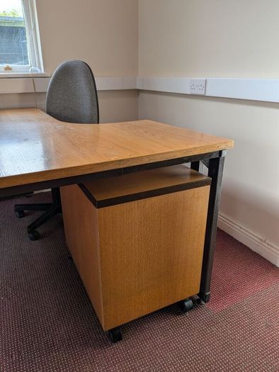 Corner Office Desk, Pedestal and Chair