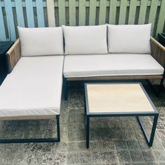 modern L shape seating set with matching coffee table