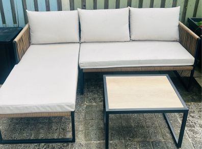 modern L shape seating set with matching coffee table