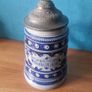 Vintage German Beer Stein Mug Blue pottery Image 2