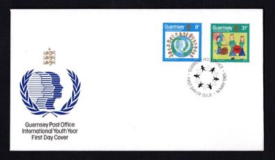 1985 Guernsey International Youth Year Commemorative Stamps Guernsey Post First Day Cover (FDC)