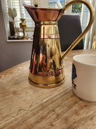 Copper and brass vintage jug.
