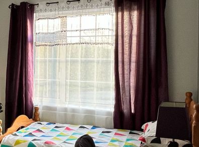 Curtains and Lamp
