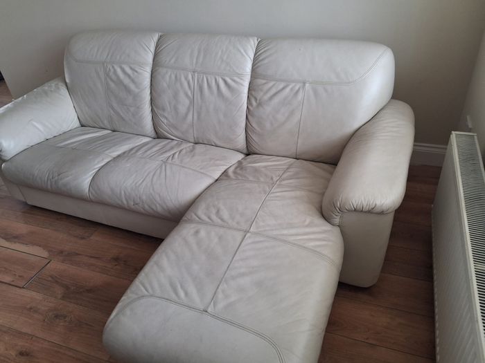 Cream Leather Sofa