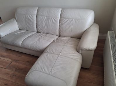 Cream Leather Sofa