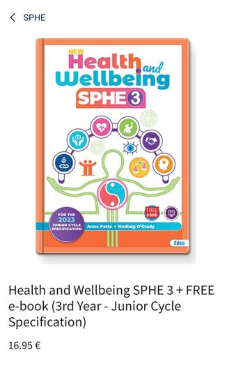New Junior Cycle SPHE  3  Health and Wellbeing  Includes free e-book code