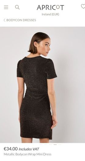 APRICOT Metallic Bodycon Wrap Mini Dress. Size 10
