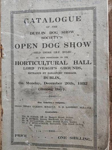 Catalogues Of The 10th & 11th Irish Kennel Club Shows 1931-32. Plus To Stud Cards For Dogs. Paperbacks In Only Fair Condition.  See Photos For Same.