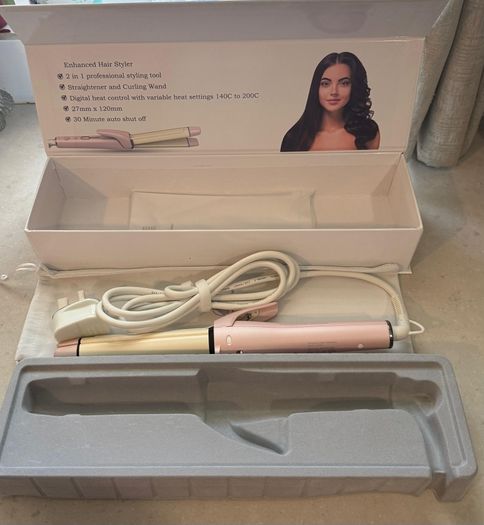 Enhanced Hair Styler 2-in-1 Straightener & Curling Wand - Brand New
