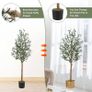 5FT Artificial Olive Tree, 150cm Large Tall Fake Plants, Artificial Olive Plants with Lifelike Leaves, Wood Trunk, Fruits, Suitable for Indoor Outdoor Living Room Garden Decor Image 3