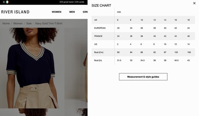 River Island Navy Gold Trim T-Shirt