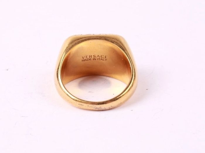 Authentic Vintage Designer Versace Medusa Head Signet Men's Ring Gold Tone EU 65