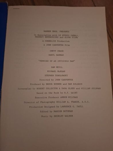 Memoirs Of An Invisible Man Press Kit Chevy Chase 1992