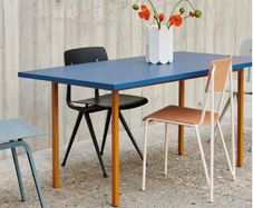 Dinner Table- Two-Colour 160 x 82 cm, ochre - blue
