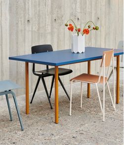Dinner Table- Two-Colour 160 x 82 cm, ochre - blue