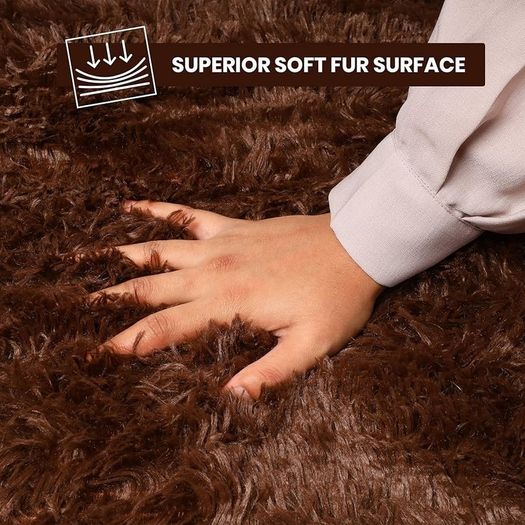Rugs Living Room 120 x 170 cm  Fluffy Shaggy Brown Area Rugs for Bedroom, Lounge Super Soft Non Slip Rug Washable Modern Floor Carpets Bedside Rug for Kids Room