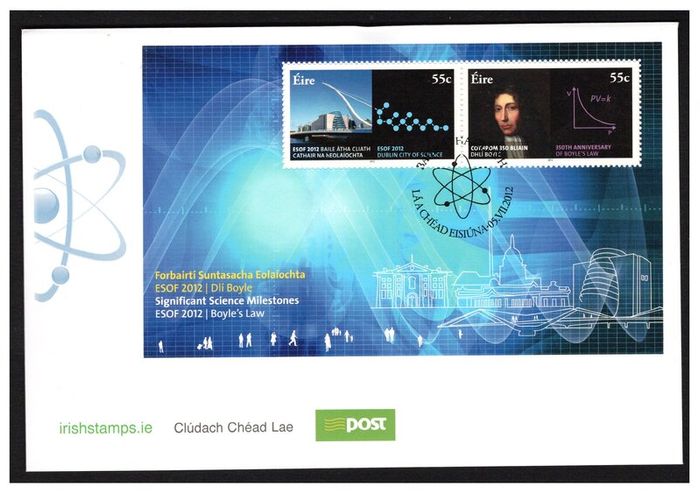 2012 Ireland Science Milestones Commemorative Stamps Miniature Sheet First Day Cover (FDC)