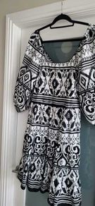 F&F Monochrome Aztec Summer Dress Sz 16UK