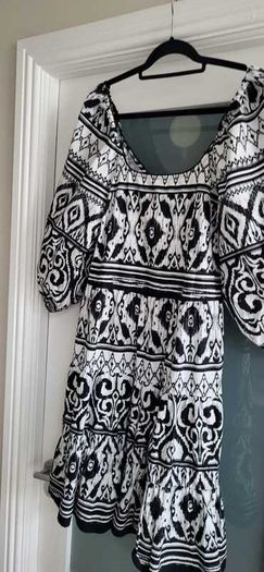 F&F Monochrome Aztec Summer Dress Sz 16UK