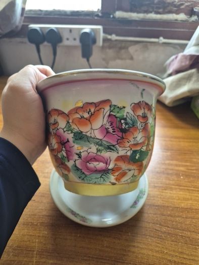 Colourful Vintage Chinoiserie Planter. Jardiniere.