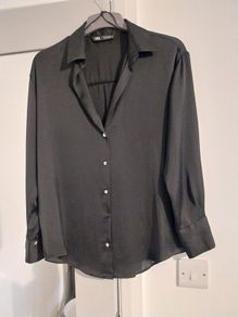 Ladies Blouse, black Satin.
