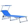 Folding Sun Loungers with Roof 2 pcs Aluminium&Textilene Blue Image 10