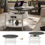 Round Lift Top Coffee Table with Storage and Hidden Compartment, 68cm Farmhouse Coffee Tables for Living Room Reception Room, 2 Tier Small Round Center Table Circle Dining Table, White Image 5