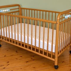 Large Wooden Baby Cot with Mattress | Honey Brown Finish