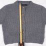 Zara Charcoal Grey Textured Knit Cardigan Flower Jewel Buttons Size S Image 9