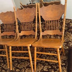Carved hardwood kitchen chairs
