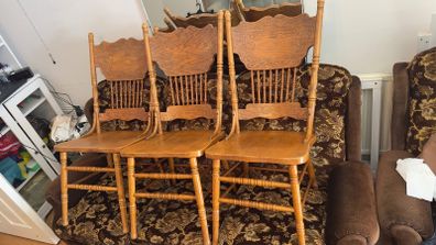 Carved hardwood kitchen chairs