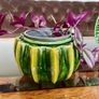Vintage Whimsical Green Yellow Melon Bowl Flower Pot Holder Olfaire Portugal Image 4